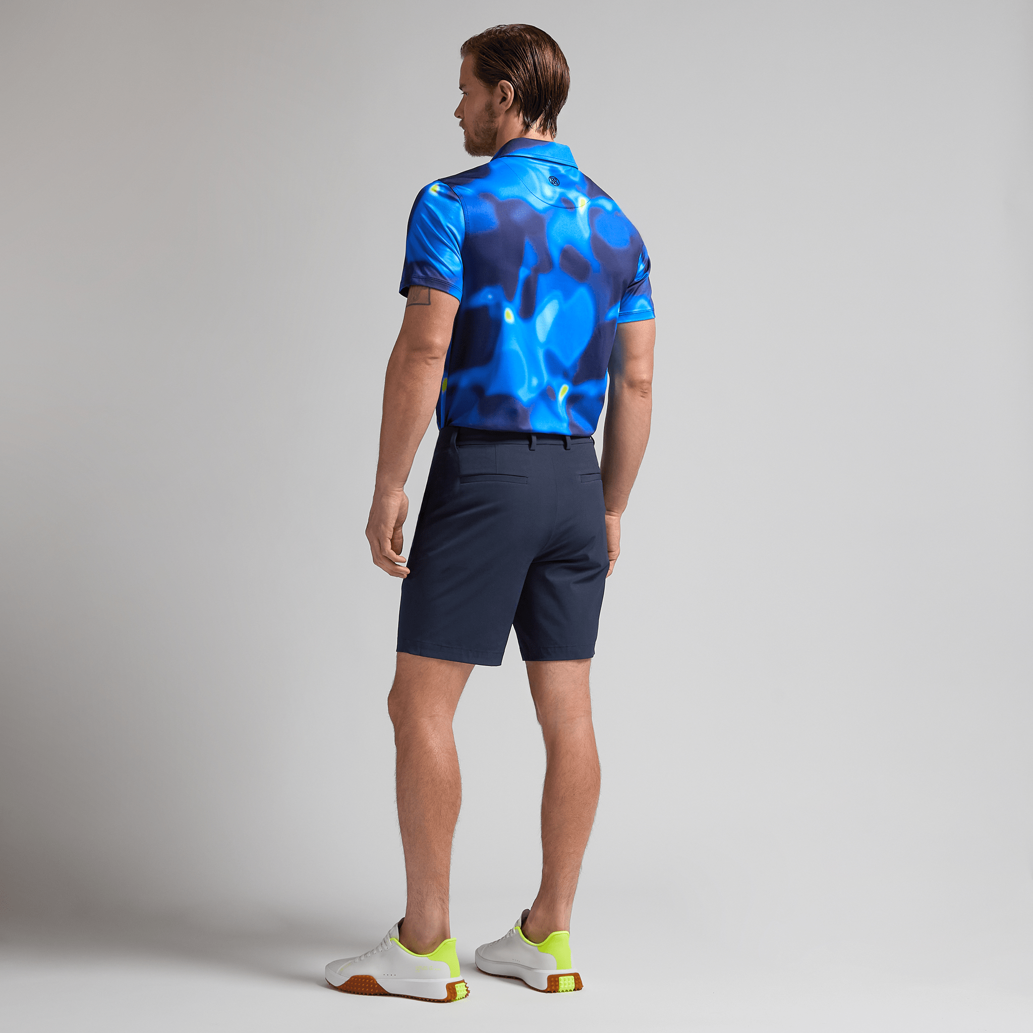 G/FORE Bokeh Blur Tech Jersey Mens Golf Polo Shirt Blue Multi